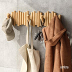 Umbra Picket Coat Rack with 8 Hooks – Natural Wall-Mounted Coat Rack with - Image 2