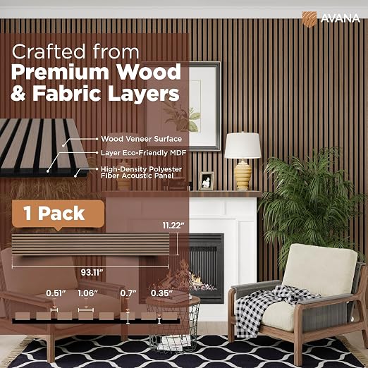 Avana Acoustic Wood Wall Panels – 93.2x11.25 Inch Panels – Fits 94x12 Layout – - Image 4