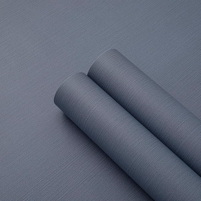 24"x393" Navy Blue Grasscloth Peel and Stick Fabric Textured Contact Paper - Image 9