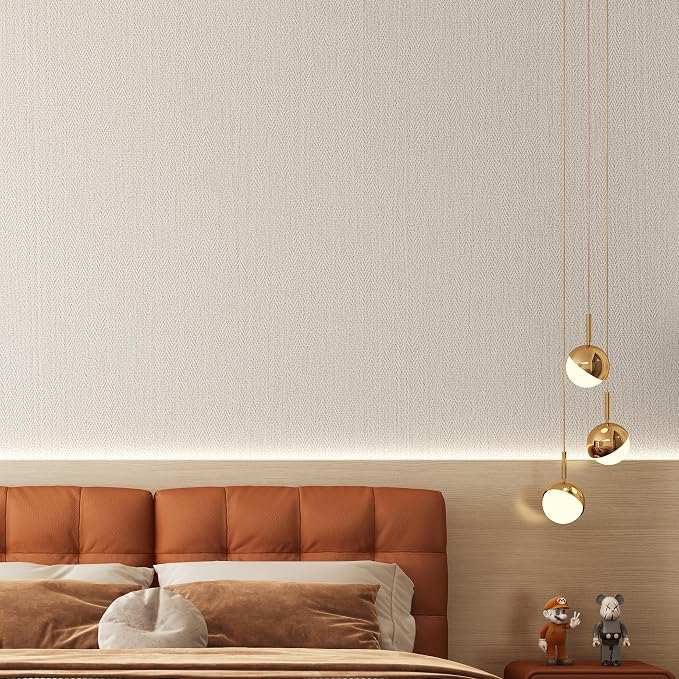 Haimin Fabric Wallpaper Textured Contact Paper White Peel and Stick Faux Linen - Image 6