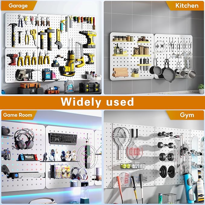 Peg Board, 6 Pack White Peg Board Panels, 50lbs Load Capacity Each, Pegboard - Image 5
