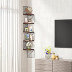 Love-KANKEI Corner Shelf Wall Mount of 5 Tier, Rustic Wood Floating Shelves - Image 2