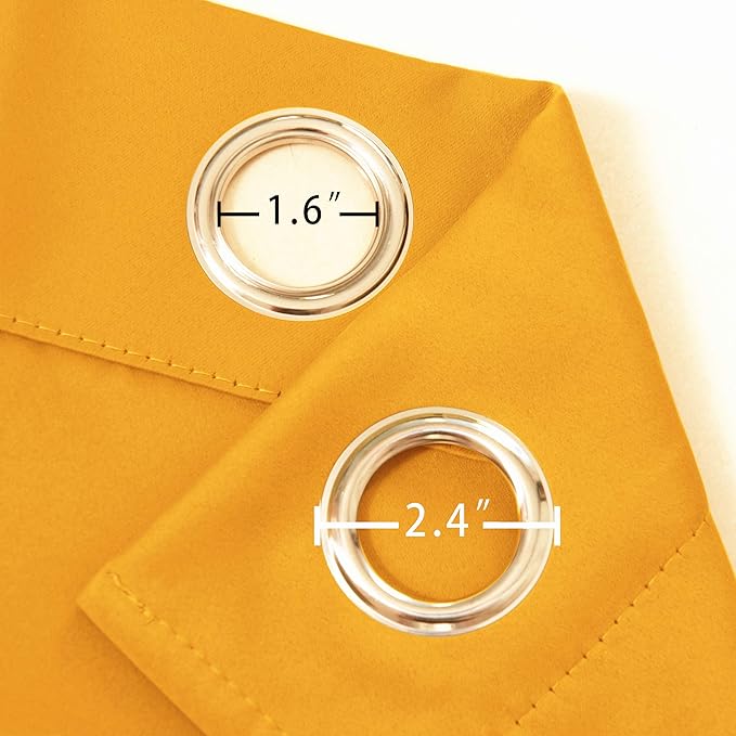 LEMOMO Blackout Curtains 66 x 84 inch/Yellow Curtains Set of 2 Panels/Thermal - Image 6