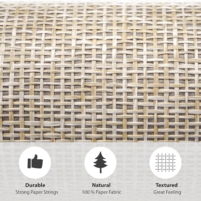 Ansehan Wallcovering W030105 Envy Collection 36" W x 8 Yard L, Natural Paper - Image 5