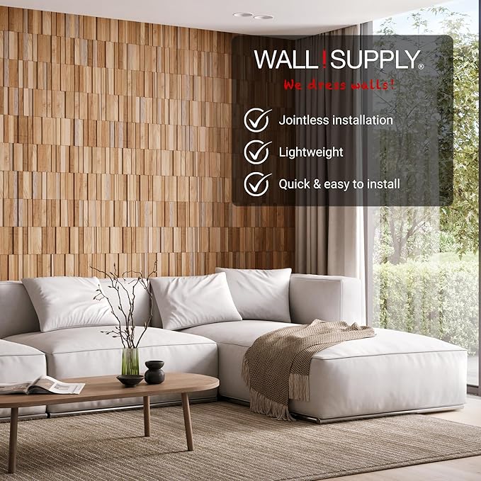 Wall!Supply 3D Wall Panels – Reclaimed Vertical Asian Teak Wood – Home Decor - Image 3