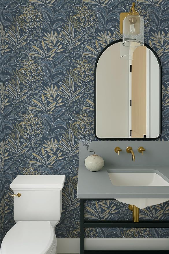 Safiyya Blue Vintage Floral Wallpaper Peel and Stick Contact Paper 17.3" x - Image 7