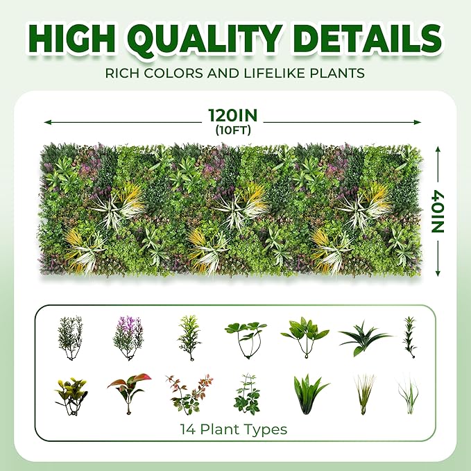 Artificial Grass Wall Roll Panels: 40''x120''Boxwood Hedge Panels, UV-Anti - Image 2