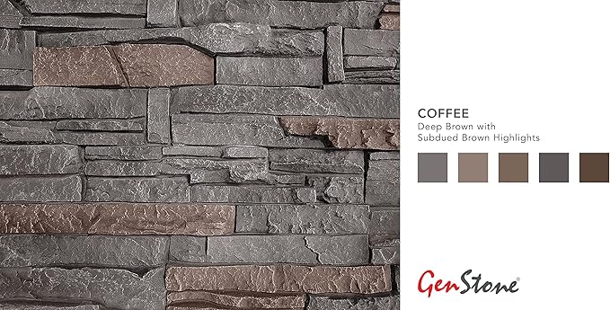 GenStone Faux Stacked Stone Panel 41" x 11.25" in Coffee Color - Image 2