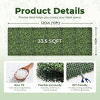 Artificial Boxwood Backdrop Roll: 40"x120" UV-Anti Greenery Faux Grass Hedge - Image 2