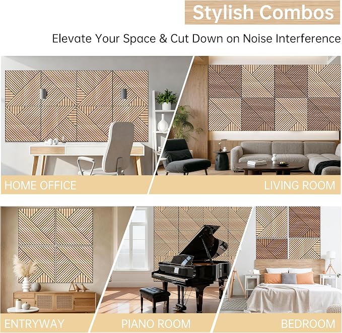 Mollywell Art Acoustic Wall Panels, 24x24 Inch 8 Pack, Wood Veneer, Sound - Image 6