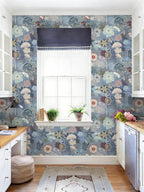 Ismoon Floral Peel and Stick Wallpaper Vintage Blue Contact Paper Jellyfish - Image 6
