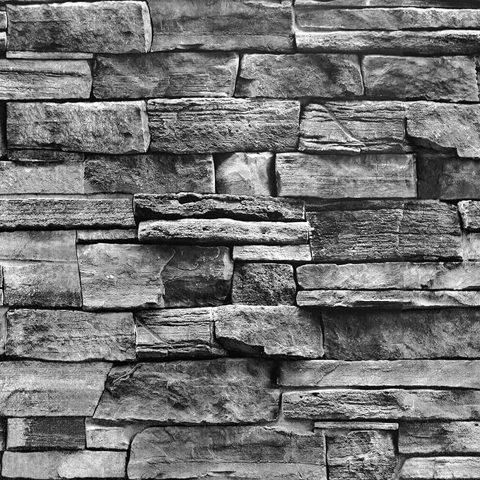 Jeweluck Grey Brick Wallpaper Peel and Stick Wallpaper 17.7inch×118.1inch Faux by Jeweluck