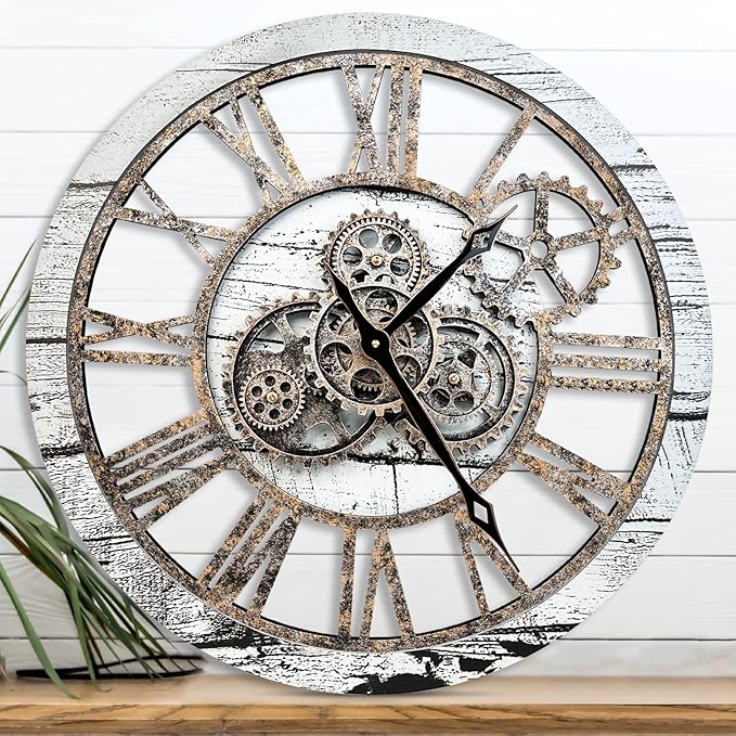 The B-Style Large Wall Clock 24 inch Moving Gear Wall Clock Oversized Vintage by TheB-StyleTB