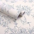 Froluya Cream White and Blue Floral Wallpaper Peel and Stick Wallpaper by Froluya