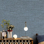 Blue Gray Grasscloth Peel and Stick Wallpaper 17.3"x300" Faux Linen Textured - Image 3
