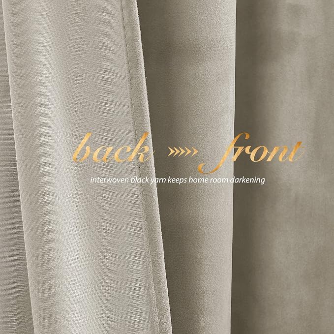 NICETOWN Camel Velvet Curtains 72 Inch Long 52 Wide, Room Darkening Temp - Image 3