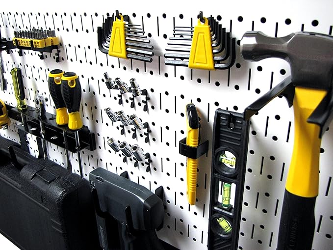 Wall Control Pegboard 16in x 32in Horizontal White Metal Pegboard Tool Board - Image 2