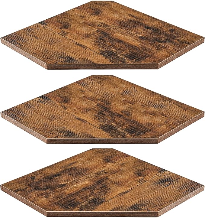 SUYU Set of 3 Floating Corner Shelves, 11.8" Rustic Wood Corner Shelf Wall by SUYU