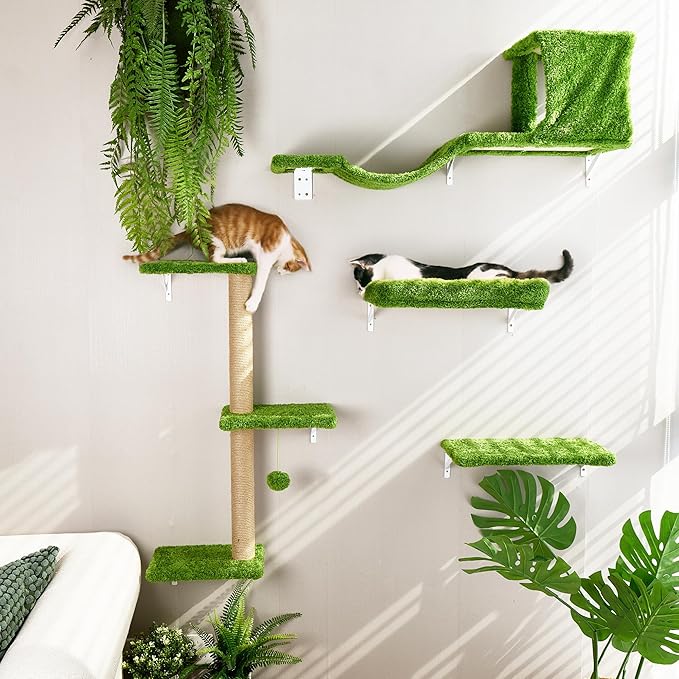 FUKUMARU Cat Wall Shelves, Stable & Safe 5 in 1 Cat Walls Furniture Set - Image 3