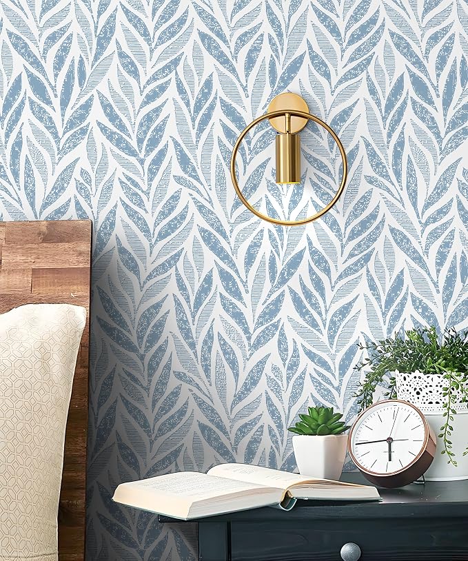 Safiyya 393"x17.3" Blue Peel and Stick Wallpaper Boho Contact Paper Modern - Image 2