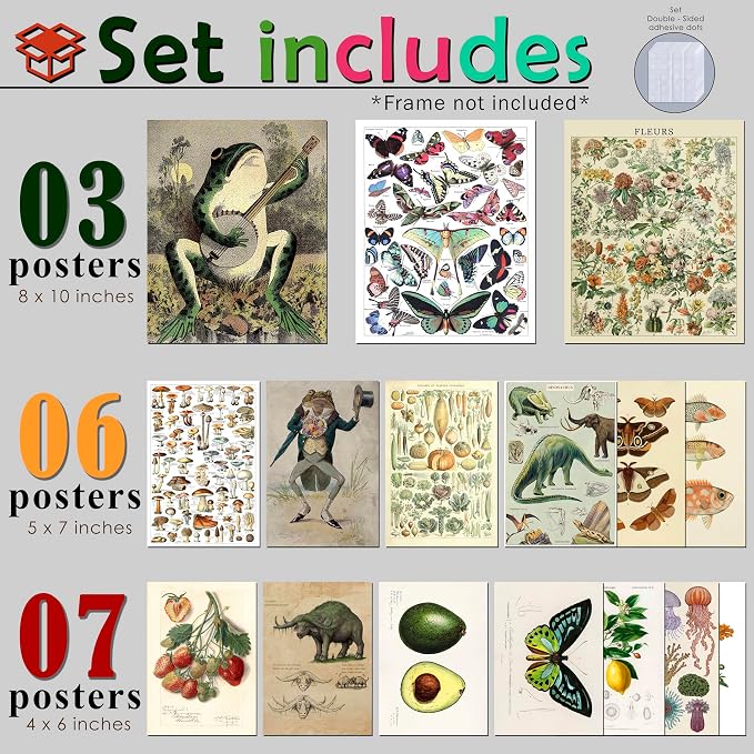 LANCHI95 6 Pcs Vintage Botanical Wall Art Set – Unframed Aesthetic Cottagecore - Image 2