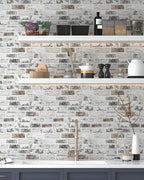 Brick Wallpaper Peel and Stick Wallpaper 17.3"x197" Grey and White 3D Brick - Image 6