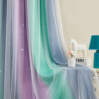 XiDi Curtains for Bedroom Decor, Rainbow Purplgreen grey52/96 - Image 4