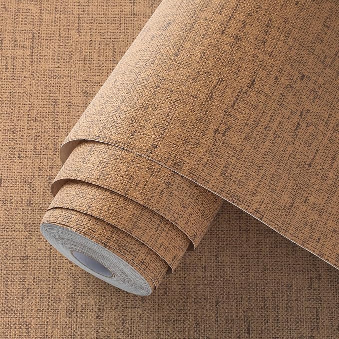 Brown Grasscloth Wallpaper Peel and Stick 393.7" Textured Brown Contact Paper - Image 6