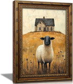 Vintage Gold Framed Wall Art Retro Country Sheep Oil Painting Canvas Prints by DQUCWDKVintagegoldframedwallart