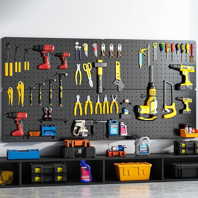 Peg Board, Includes 4 Pack 24''X12'' Large Black Peg Board - Image 6