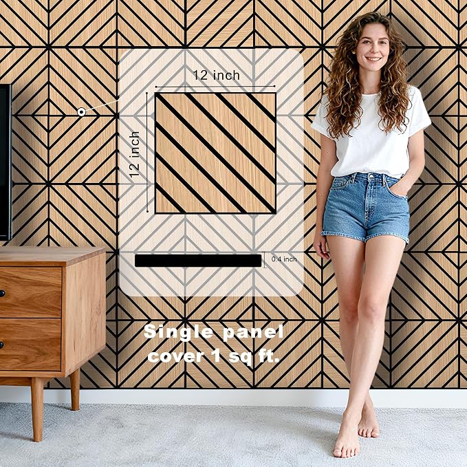 WoveN SounD Artisan Acoustic Wall Panels, 16 Pack 12x12 Inch, PVC Wood Grain - Image 2