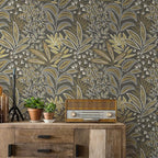Safiyya Brown Vintage Floral Wallpaper Peel and Stick Contact Paper 17.3" x - Image 2