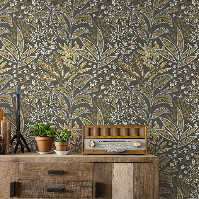 Safiyya Brown Vintage Floral Wallpaper Peel and Stick Contact Paper 17.3" x - Image 2