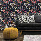 Wallpaper Peel and Stick Floral Wall Paper Removable Waterproof Blue/Red/Yellow - Image 2