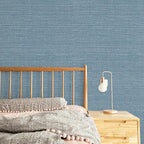 JiffDiff Grasscloth Wallpaper Peel and Stick Blue Grassweave Stick on Wallpaper - Image 3