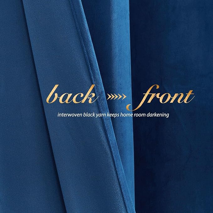 NICETOWN Royal Blue 96 inch Velvet Curtains - Image 5