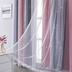 XiDi Curtains for Bedroom Decor, Rainbow Pink-Grey-52-45 - Image 4