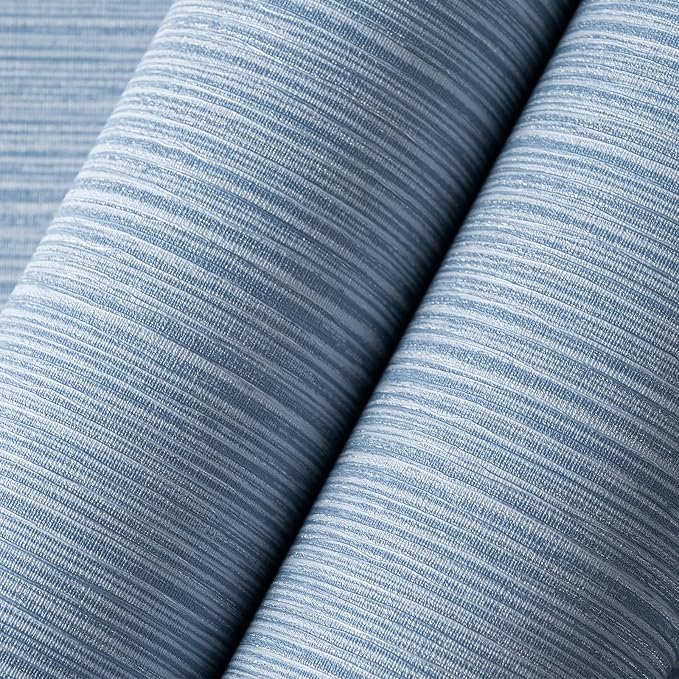 Grasscloth Textured Wallpaper Blue Peel and Stick 24inX393in Fabric Wall Paper - Image 5