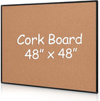 Extra Large Cork Bulletin Board 48" X 48", Wall Mounted Notice Pin Board by Justdowhatyouwanttodo