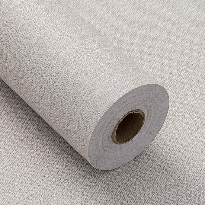 Haimin Fabric Wallpaper Textured Contact Paper Peel and Stick Faux Linen Wall by HaiminHomeDecorWallpaper