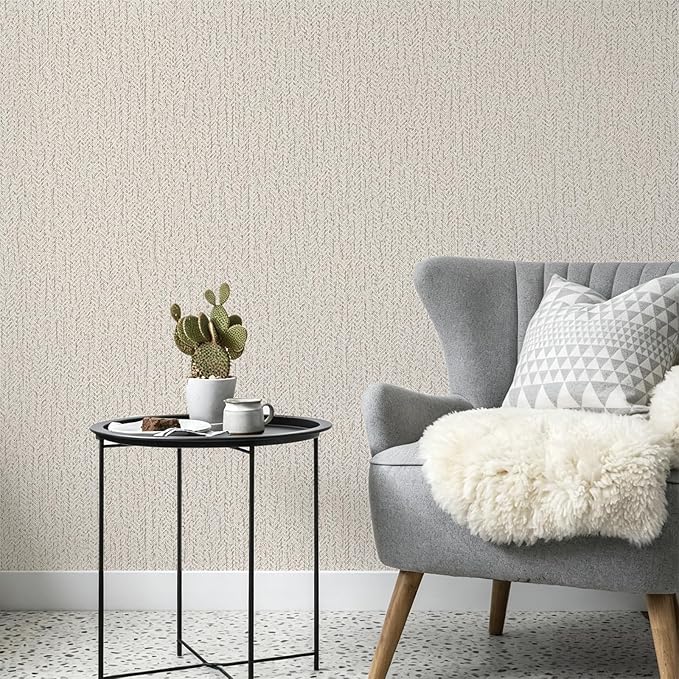 Grasscloth Peel and Stick Wallpaper Gray Faux Linen Contact Paper 15.7inch x - Image 4