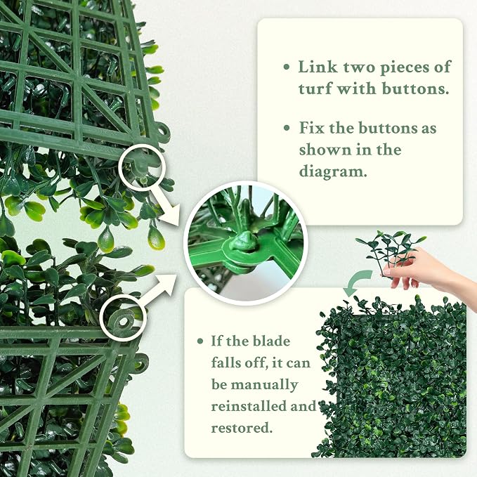 ODTORY Artificial Boxwood Wall Panels 20x20 inch 14Pcs, UV-Anti Faux Greenery - Image 4