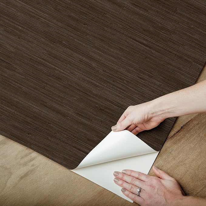 NuWallpaper x Society Social Brown Classic Faux Grasscloth Peel & Stick - Image 6