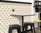FLFK Wallpaper Border Gold and White Patterns Peel and Stick Wall Border Self - Image 3