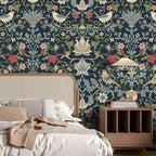 FunStick 17.5"x354" Dark Blue William Morris Wallpaper Vintage Antique Leaves - Image 2