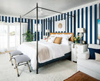 Guvana 394"x17.7" Striped Peel and Stick Wallpaper Blue and White Self-Adhesive - Image 2