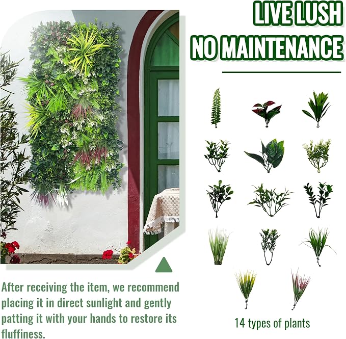 ODTORY Artificial Hedge Grass Wall Panel: 40" x 20" UV-Anti Faux Boxwood Ivy - Image 5