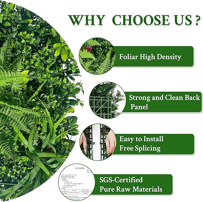 ODTORY Artificial Grass Wall Backdrop Panels: 20X20 in 8P UV-Anti Greenery - Image 4