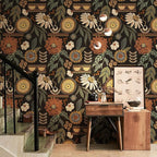 JiffDiff Boho Peel and Stick Wallpaper Vintage Floral Wall Paper Removable Sun - Image 3