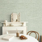 Green Grasscloth Peel and Stick Wallpaper 17.3"x480" Faux Linen Textured - Image 5